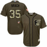 Men's Majestic Baltimore Orioles #35 Brad Brach Authentic Green Salute to Service MLB Jersey