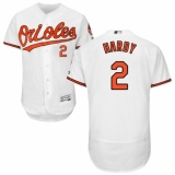 Men's Majestic Baltimore Orioles #2 J.J. Hardy White Home Flex Base Authentic Collection MLB Jersey
