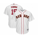 Youth Boston Red Sox #15 Dustin Pedroia Authentic White 2019 Gold Program Cool Base Baseball Jersey