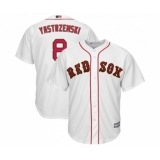 Youth Boston Red Sox #8 Carl Yastrzemski Authentic White 2019 Gold Program Cool Base Baseball Jersey
