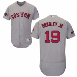 Men's Majestic Boston Red Sox #19 Jackie Bradley Jr Grey Road Flex Base Authentic Collection 2018 World Series Champions MLB Jersey