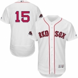 Men's Majestic Boston Red Sox #15 Dustin Pedroia White Home Flex Base Authentic Collection 2018 World Series Champions MLB Jersey