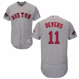 Men's Majestic Boston Red Sox #11 Rafael Devers Grey Road Flex Base Authentic Collection 2018 World Series Champions MLB Jersey