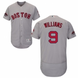 Men's Majestic Boston Red Sox #9 Ted Williams Grey Road Flex Base Authentic Collection 2018 World Series Champions MLB Jersey