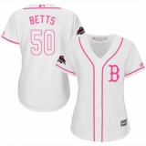 Women's Majestic Boston Red Sox #50 Mookie Betts Authentic White Fashion 2018 World Series Champions MLB Jersey