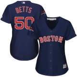 Women's Majestic Boston Red Sox #50 Mookie Betts Authentic Navy Blue Alternate Road 2018 World Series Champions MLB Jersey