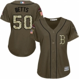 Women's Majestic Boston Red Sox #50 Mookie Betts Authentic Green Salute to Service 2018 World Series Champions MLB Jersey