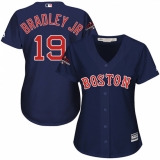 Women's Majestic Boston Red Sox #19 Jackie Bradley Jr Authentic Navy Blue Alternate Road 2018 World Series Champions MLB Jersey
