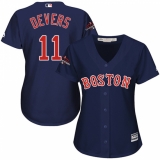 Women's Majestic Boston Red Sox #11 Rafael Devers Authentic Navy Blue Alternate Road 2018 World Series Champions MLB Jersey