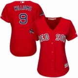 Women's Majestic Boston Red Sox #9 Ted Williams Authentic Red Alternate Home 2018 World Series Champions MLB Jersey