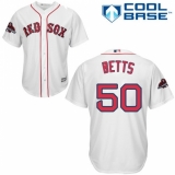 Youth Majestic Boston Red Sox #50 Mookie Betts Authentic White Home Cool Base 2018 World Series Champions MLB Jersey