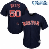 Youth Majestic Boston Red Sox #50 Mookie Betts Authentic Navy Blue Alternate Road Cool Base 2018 World Series Champions MLB Jersey