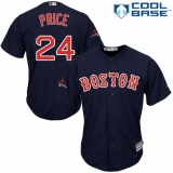 Youth Majestic Boston Red Sox #24 David Price Authentic Navy Blue Alternate Road Cool Base 2018 World Series Champions MLB Jersey
