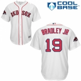 Youth Majestic Boston Red Sox #19 Jackie Bradley Jr Authentic White Home Cool Base 2018 World Series Champions MLB Jersey
