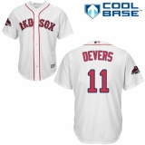 Youth Majestic Boston Red Sox #11 Rafael Devers Authentic White Home Cool Base 2018 World Series Champions MLB Jersey