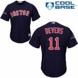 Youth Majestic Boston Red Sox #11 Rafael Devers Authentic Navy Blue Alternate Road Cool Base 2018 World Series Champions MLB Jersey