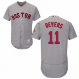 Men's Majestic Boston Red Sox #11 Rafael Devers Grey Road Flex Base Authentic Collection MLB Jersey
