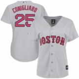 Women's Majestic Boston Red Sox #25 Tony Conigliaro Authentic Grey Road MLB Jersey