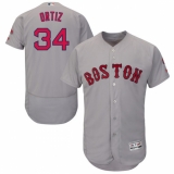 Men's Majestic Boston Red Sox #34 David Ortiz Grey Road Flex Base Authentic Collection MLB Jersey