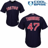 Youth Majestic Boston Red Sox #47 Tyler Thornburg Replica Navy Blue Alternate Road Cool Base MLB Jersey