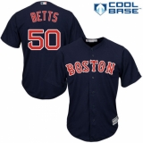 Youth Majestic Boston Red Sox #50 Mookie Betts Replica Navy Blue Alternate Road Cool Base MLB Jersey
