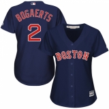 Women's Majestic Boston Red Sox #2 Xander Bogaerts Replica Navy Blue Alternate Road MLB Jersey