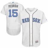 Men's Majestic Boston Red Sox #15 Dustin Pedroia Authentic White 2016 Father's Day Fashion Flex Base MLB Jersey