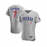 Men's Nike Chicago Cubs #7 Dansby Swanson Gray Flex Base Stitched Baseball Jersey