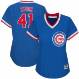 Women's Majestic Chicago Cubs #41 Steve Cishek Authentic Royal Blue Cooperstown MLB Jersey