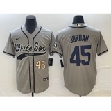 Men's Chicago White Sox #45 Michael Jordan Number Grey Cool Base Stitched Baseball Jersey