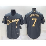 Men's Chicago White Sox #7 Tim Anderson Number Grey 2022 All Star Stitched Cool Base Nike Jersey
