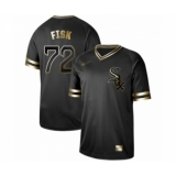 Men's Chicago White Sox #72 Carlton Fisk Authentic Black Gold Fashion Baseball Jersey