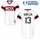 Men's Majestic Chicago White Sox #13 Ozzie Guillen White Alternate Flex Base Authentic Collection MLB Jersey
