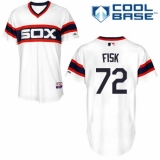 Men's Majestic Chicago White Sox #72 Carlton Fisk White Alternate Flex Base Authentic Collection MLB Jersey
