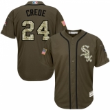 Youth Majestic Chicago White Sox #24 Joe Crede Replica Green Salute to Service MLB Jersey
