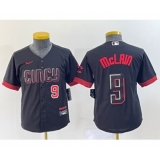 Youth Nike Cincinnati Reds #9 Matt McLain Number Black 2023 City Connect Cool Base Stitched Jersey