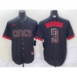 Men's Nike Cincinnati Reds #9 Joe Burrow Black 2023 City Connect Cool Base Stitched Baseball Jersey