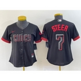Women's Nike Cincinnati Reds #7 Spencer Steer Black 2023 City Connect Cool Base Stitched Baseball Jersey