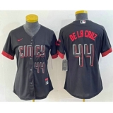 Women's Nike Cincinnati Reds #44 Elly De La Cruz Number Black 2023 City Connect Cool Base Stitched Baseball Jersey4