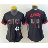 Women's Nike Cincinnati Reds #44 Elly De La Cruz Number Black 2023 City Connect Cool Base Stitched Baseball Jersey2