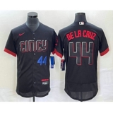 Men's Nike Cincinnati Reds #44 Elly De La Cruz Number Black 2023 City Connect Flex Base Stitched Baseball Jersey1