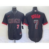 Men's Nike Cincinnati Reds #7 Spencer Steer Numer Black 2023 City Connect Cool Base Stitched Baseball Jersey