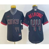 Youth Cincinnati Reds #44 Elly De La Cruz Number Black 2023 City Connect Cool Base Stitched Jersey