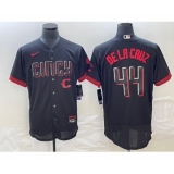 Men's Cincinnati Reds #44 Elly De La Cruz Black 2023 City Connect Cool Base Stitched Jersey 1