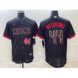 Men's Cincinnati Reds #44 Elly De La Cruz Number Black 2023 City Connect Cool Base Stitched Jersey 1