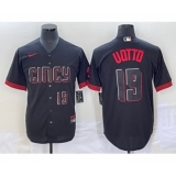 Men's Cincinnati Reds #19 Joey Votto Number Black 2023 City Connect Cool Base Stitched Jersey2