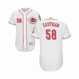 Men's Cincinnati Reds #58 Luis Castillo White Home Flex Base Authentic Collection Baseball Jersey