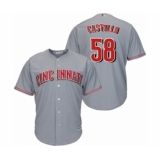 Men's Cincinnati Reds #58 Luis Castillo Replica Grey Road Cool Base Baseball Jersey