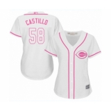 Women's Cincinnati Reds #58 Luis Castillo Authentic White Fashion Cool Base Baseball Jersey