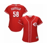 Women's Cincinnati Reds #58 Luis Castillo Authentic Red Alternate Cool Base Baseball Jersey